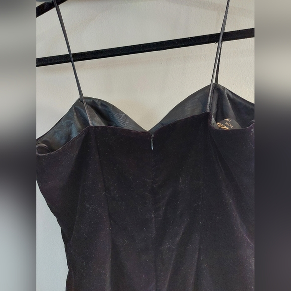 Black Velvet Slip Dress with Side Slit. Size 8 - Picture 5 of 8